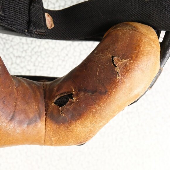 Vintage 1920s Baseball Catchers Face Mask Leather Padding Adult Black PATD 11021 - Picture 5 of 6